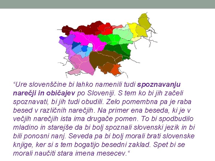 “Ure slovenščine bi lahko namenili tudi spoznavanju narečji in običajev po Sloveniji. S tem