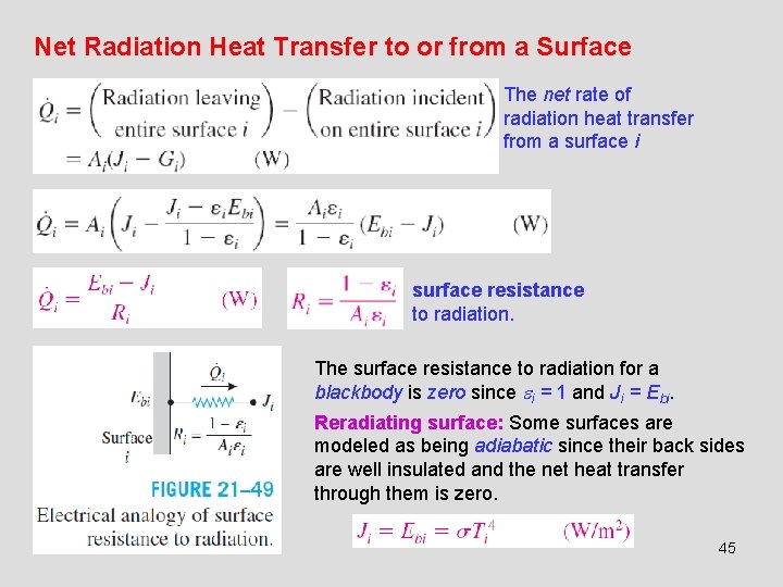 Net Radiation Heat Transfer to or from a Surface The net rate of radiation