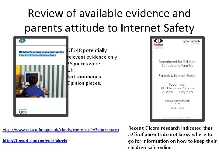 Review of available evidence and parents attitude to Internet Safety Of 248 potentially relevant