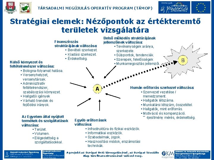 TÁRSADALMI MEGÚJULÁS OPERATÍV PROGRAM (TÁMOP) Stratégiai elemek: Nézőpontok az értékteremtő területek vizsgálatára Finanszírozás struktúrájának