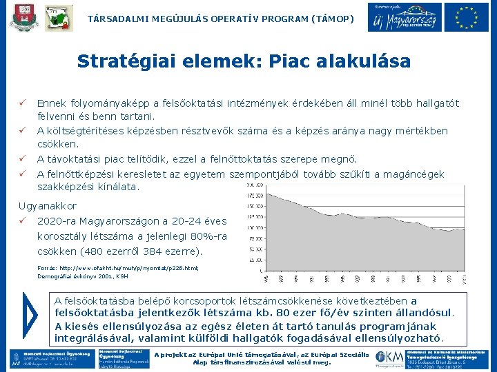 TÁRSADALMI MEGÚJULÁS OPERATÍV PROGRAM (TÁMOP) Stratégiai elemek: Piac alakulása ü Ennek folyományaképp a felsőoktatási