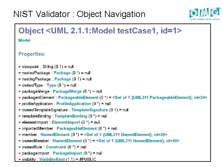 NIST Validator : Object Navigation 