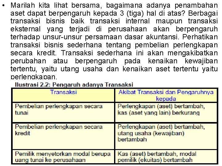  • Marilah kita lihat bersama, bagaimana adanya penambahan aset dapat berpengaruh kepada 3