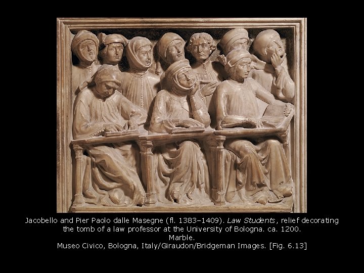 Jacobello and Pier Paolo dalle Masegne (fl. 1383– 1409). Law Students, relief decorating the