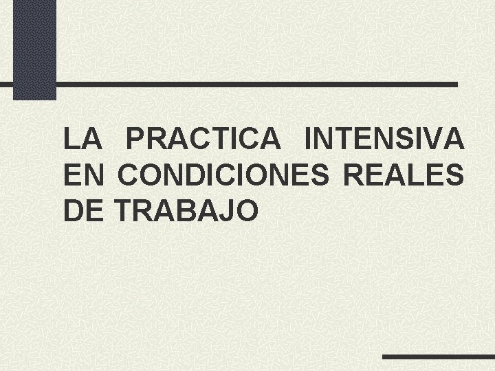 LA PRACTICA INTENSIVA EN CONDICIONES REALES DE TRABAJO 