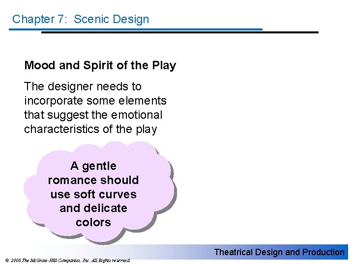 Chapter 7: Scenic Design Mood and Spirit of the Play The designer needs to