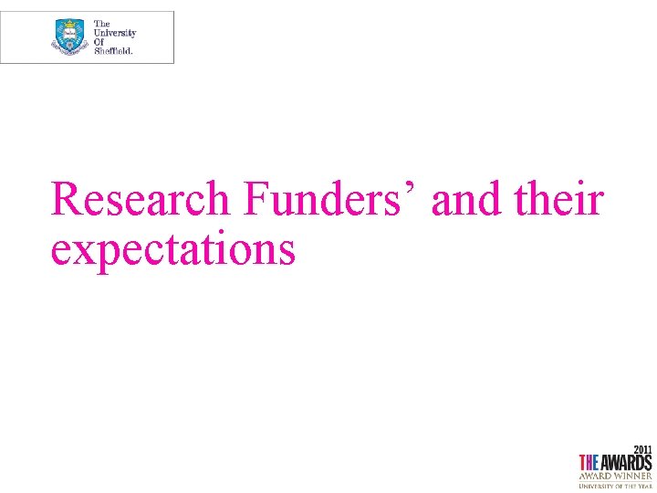 Research Funders’ and their expectations 