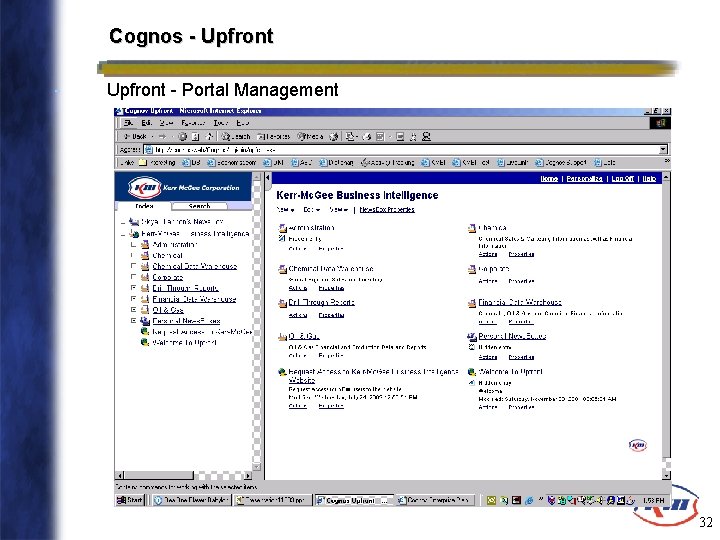 Cognos - Upfront - Portal Management 32 