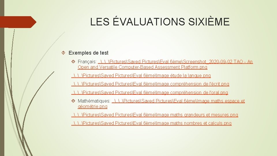 LES ÉVALUATIONS SIXIÈME Exemples de test Français: . . PicturesSaved PicturesEval 6èmeScreenshot_2020 -09 -02