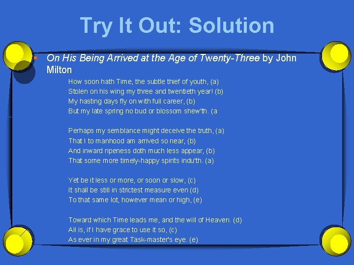 Try It Out: Solution § On His Being Arrived at the Age of Twenty-Three