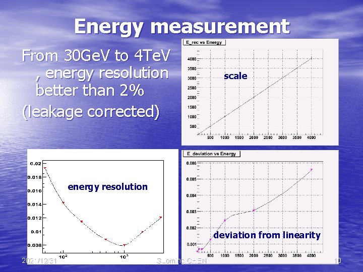 Energy measurement From 30 Ge. V to 4 Te. V , energy resolution better