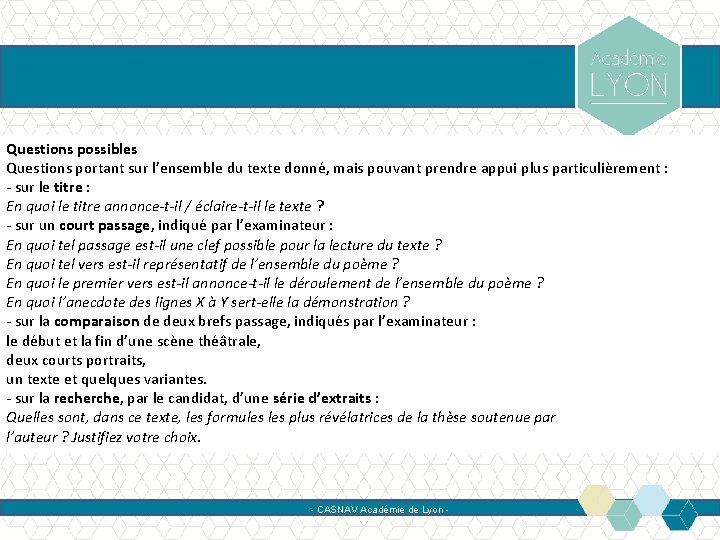 Questions possibles Questions portant sur l’ensemble du texte donné, mais pouvant prendre appui plus