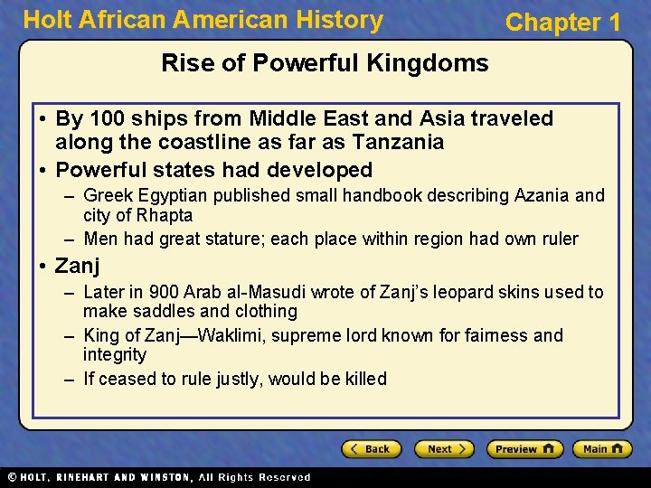 Holt African American History Chapter 1 Rise of Powerful Kingdoms • By 100 ships