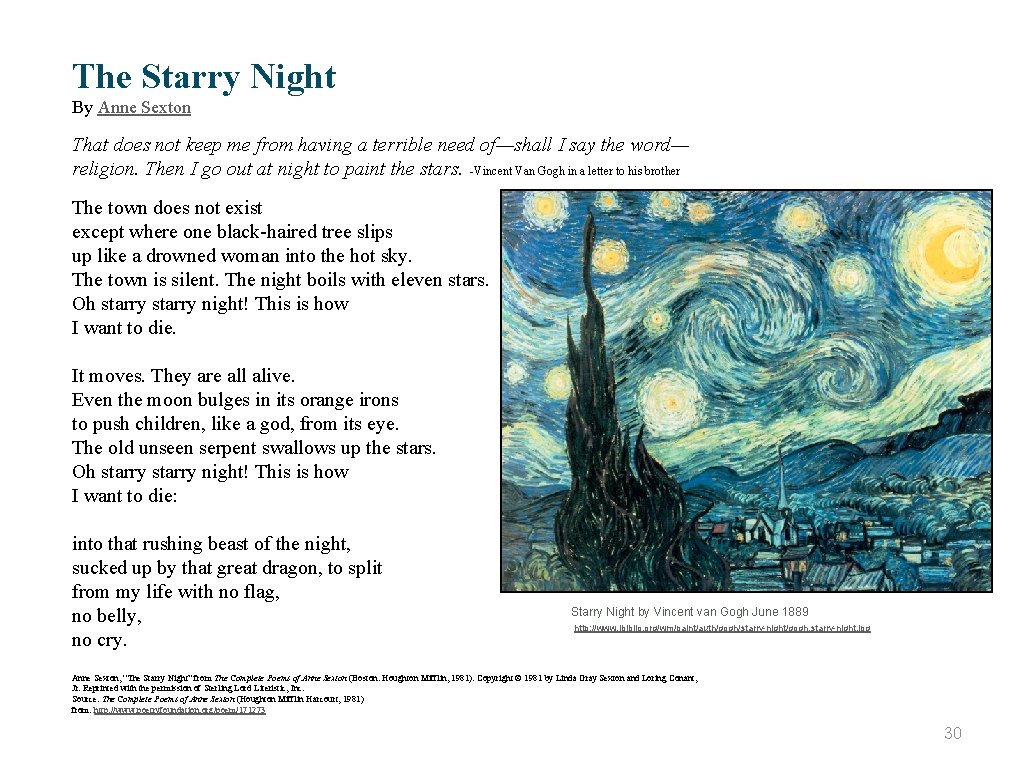 The Starry Night By Anne Sexton That does not keep me from having a