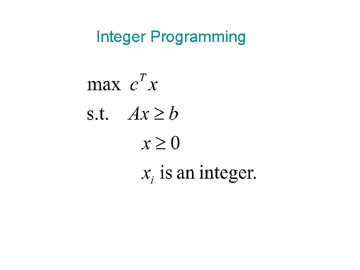 Integer Programming 