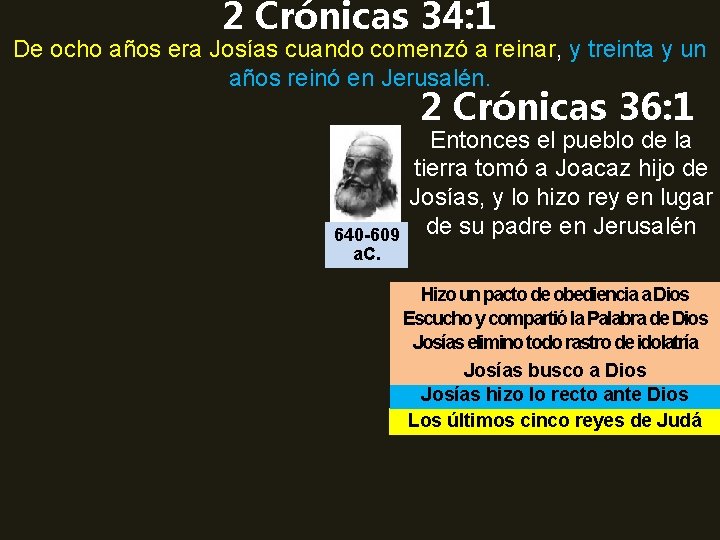 2 Crónicas 34: 1 De ocho años era Josías cuando comenzó a reinar, y