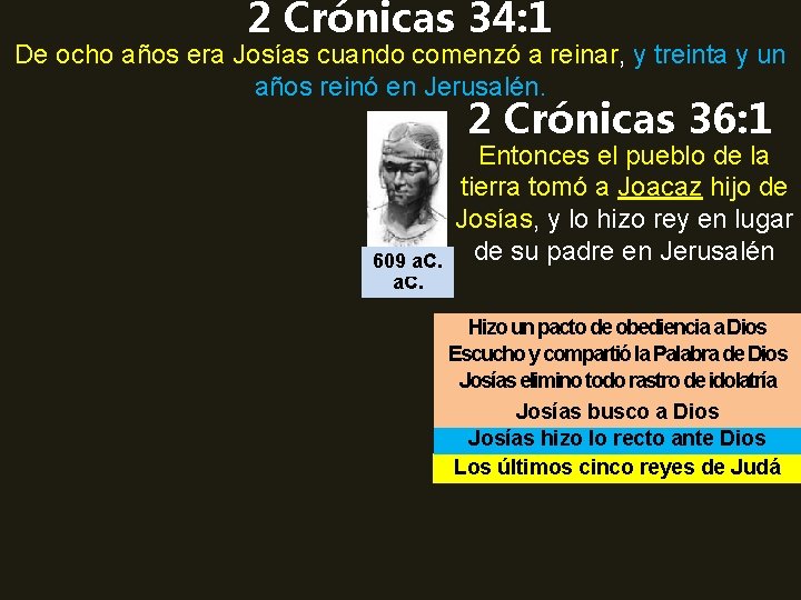 2 Crónicas 34: 1 De ocho años era Josías cuando comenzó a reinar, y