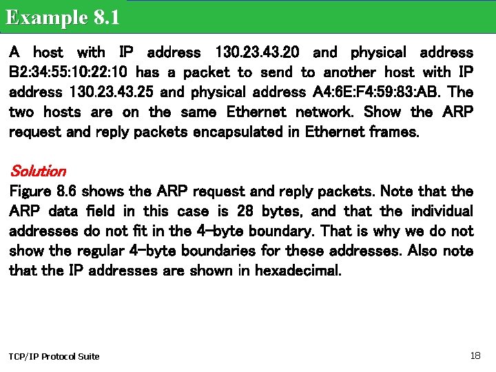Example 8. 1 A host with IP address 130. 23. 43. 20 and physical