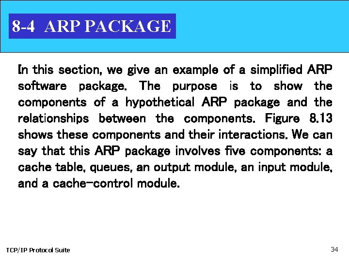 8 -4 ARP PACKAGE In this section, we give an example of a simplified