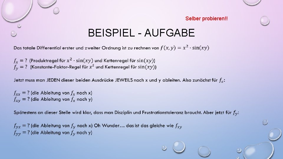 Selber probieren!! BEISPIEL - AUFGABE 