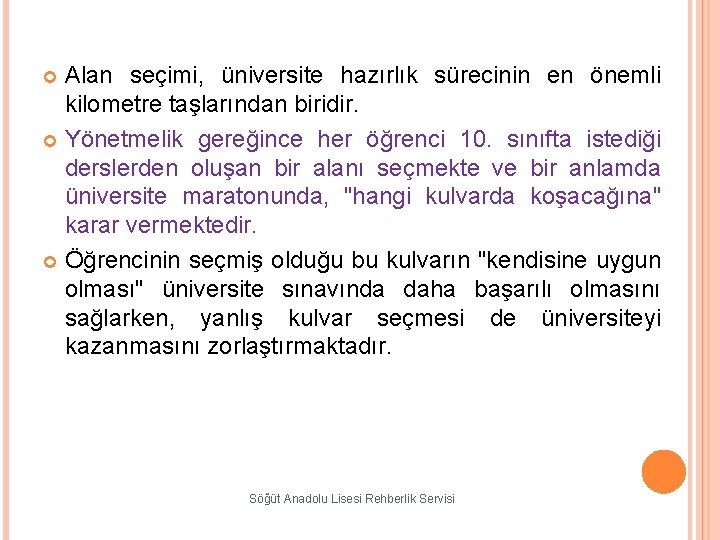 Alan seçimi, üniversite hazırlık sürecinin en önemli kilometre taşlarından biridir. Yönetmelik gereğince her öğrenci