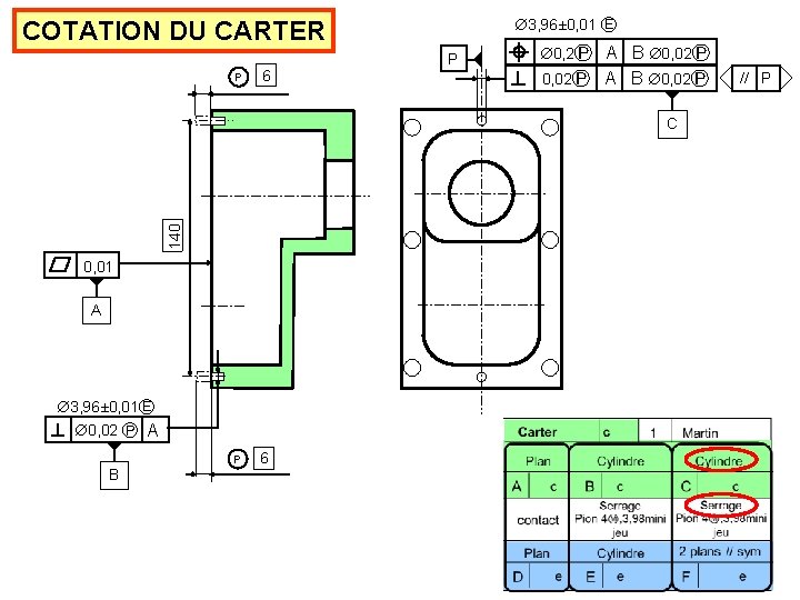  3, 96± 0, 01 Ⓔ COTATION DU CARTER P 6 P 0, 2Ⓟ
