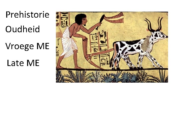 Prehistorie Oudheid Vroege ME Late ME 