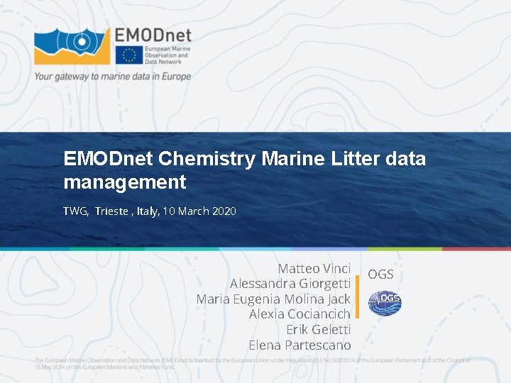 EMODnet Chemistry Marine Litter data management TWG, Trieste , Italy, 10 March 2020 Matteo