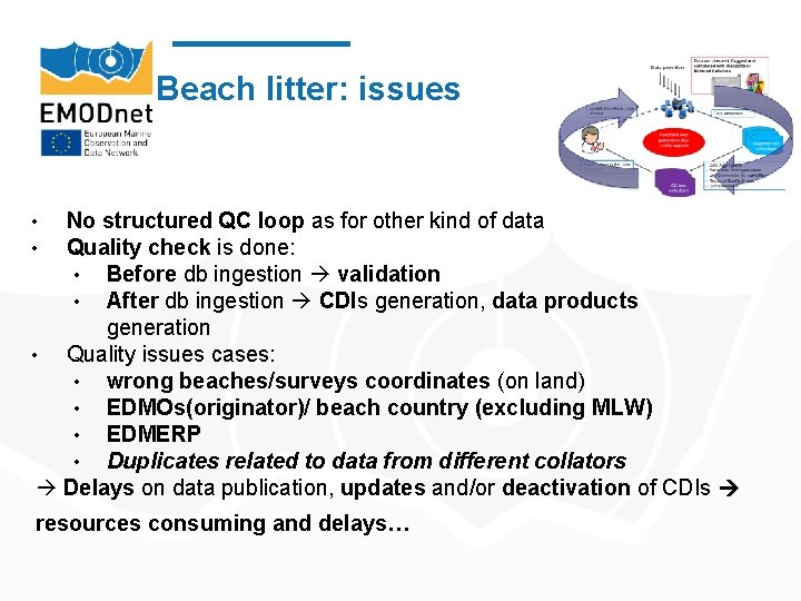 Beach litter: issues No structured QC loop as for other kind of data Quality