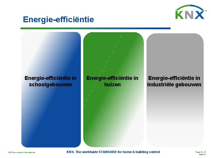 Energie-efficiëntie in schoolgebouwen KNX Association International Energie-efficiëntie in huizen Energie-efficiëntie in industriële gebouwen KNX: