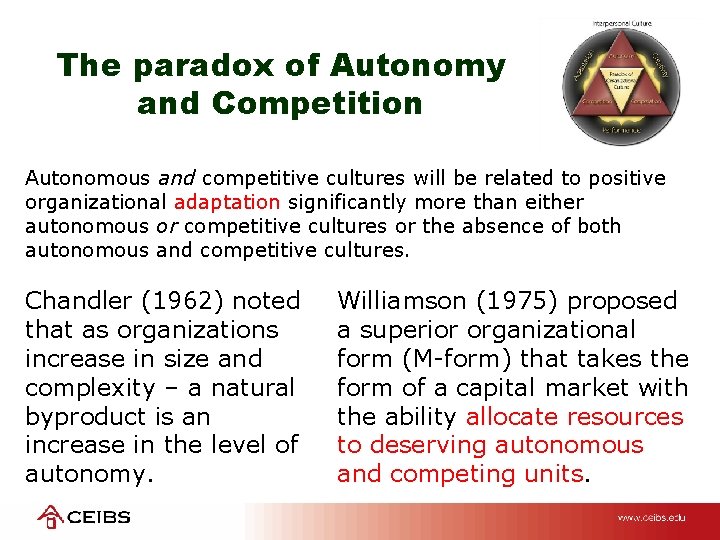 The paradox of Autonomy and Competition Autonomous and competitive cultures will be related to