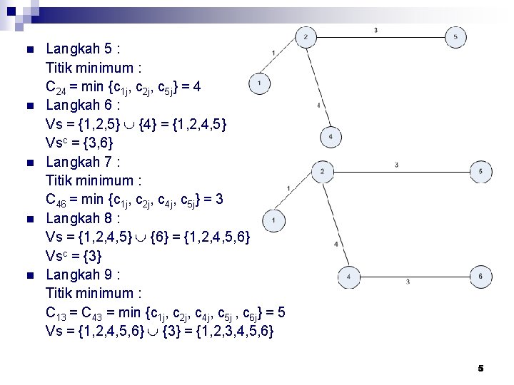 n n n Langkah 5 : Titik minimum : C 24 = min {c