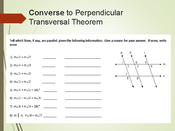 Converse to Perpendicular Transversal Theorem 