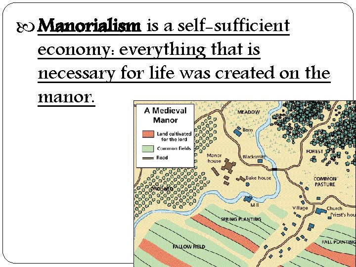 Manorialism is a self-sufficient economy: everything that is necessary for life was created