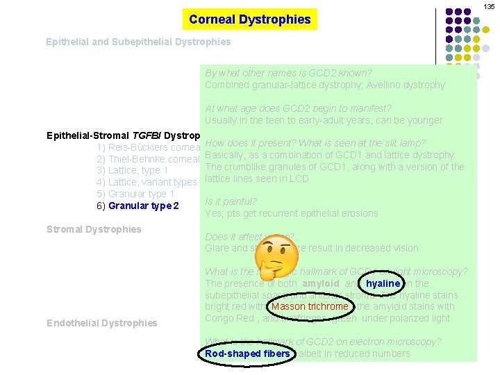 135 Corneal Dystrophies Epithelial and Subepithelial Dystrophies By what other names is GCD 2