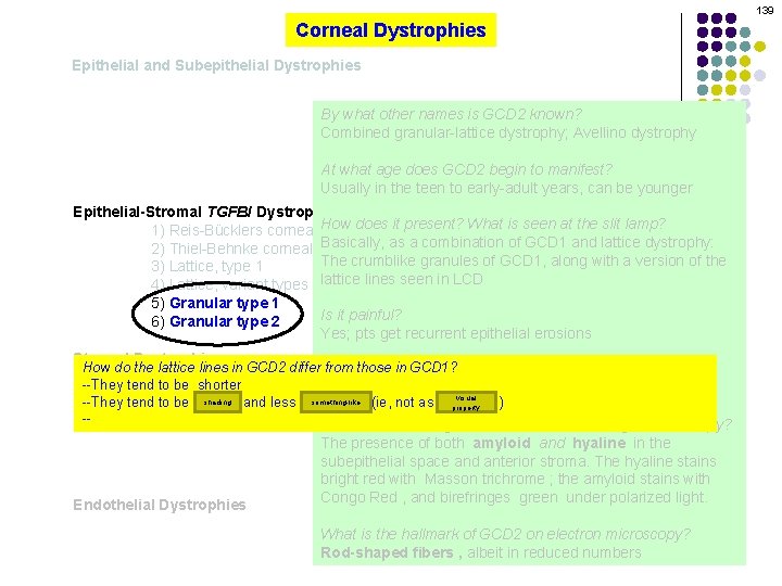 139 Corneal Dystrophies Epithelial and Subepithelial Dystrophies By what other names is GCD 2