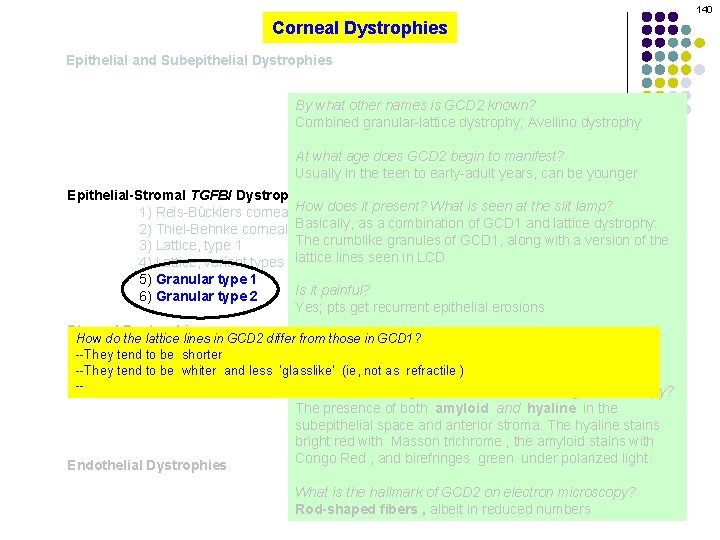 140 Corneal Dystrophies Epithelial and Subepithelial Dystrophies By what other names is GCD 2