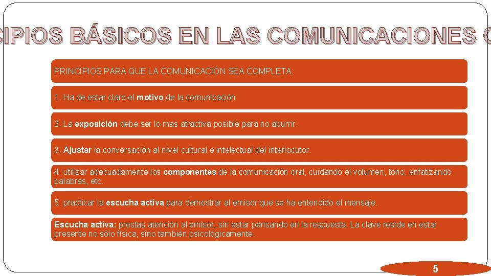 CIPIOS BÁSICOS EN LAS COMUNICACIONES O PRINCIPIOS PARA QUE LA COMUNICACIÓN SEA COMPLETA: 1.