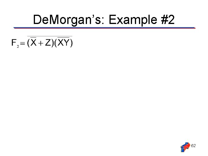 De. Morgan’s: Example #2 Theorem #14 A Theorem #9 Theorem #14 B Theorem #9