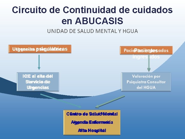 Circuito de Continuidad de cuidados en ABUCASIS UNIDAD DE SALUD MENTAL Y HGUA Urgencias Circuito de Continuidad de cuidados en ABUCASIS UNIDAD DE SALUD MENTAL Y HGUA Urgencias