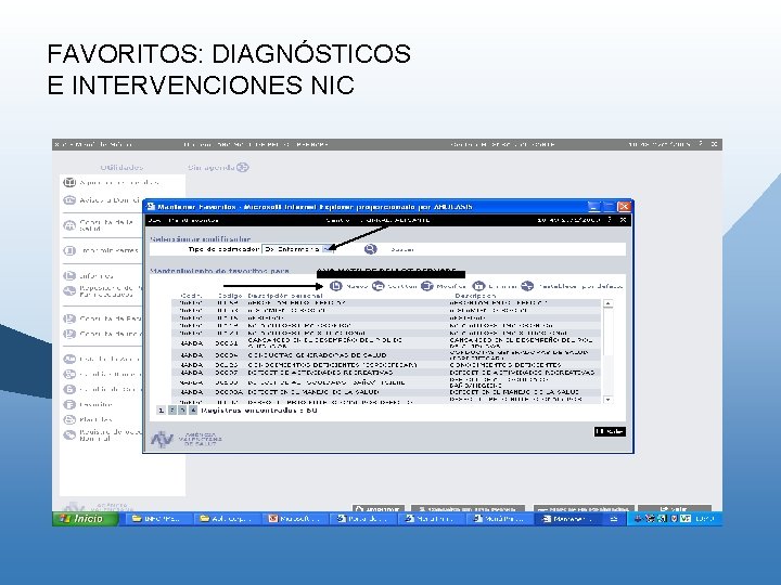 FAVORITOS: DIAGNÓSTICOS E INTERVENCIONES NIC FAVORITOS: DIAGNÓSTICOS E INTERVENCIONES NIC