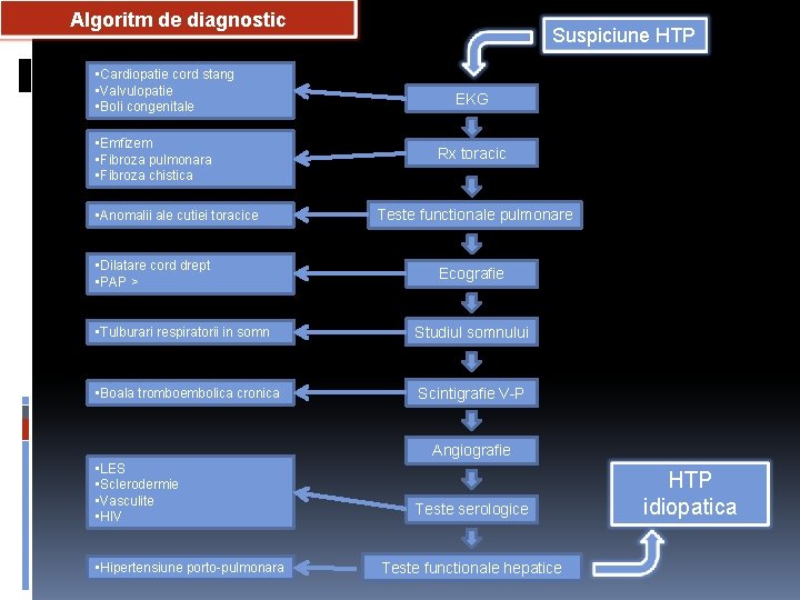 Algoritm de diagnostic • Cardiopatie cord stang • Valvulopatie • Boli congenitale • Emfizem