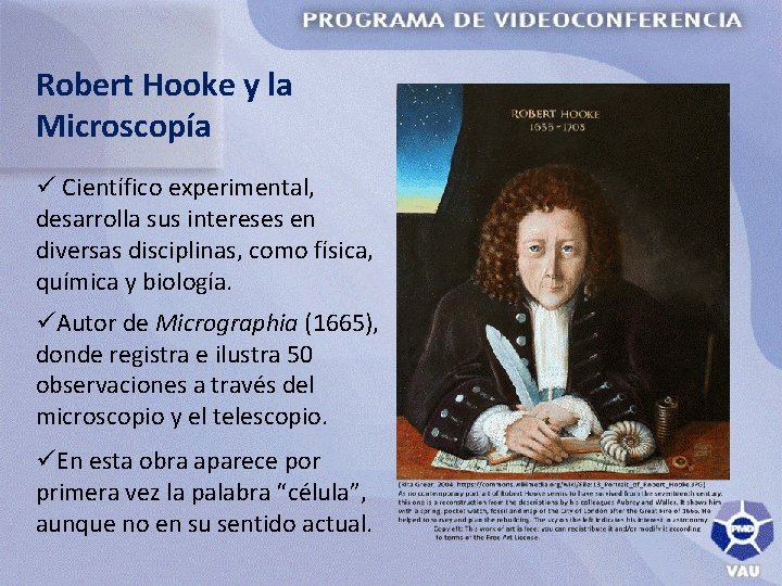 Robert Hooke y la Microscopía ü Científico experimental, desarrolla sus intereses en diversas disciplinas,