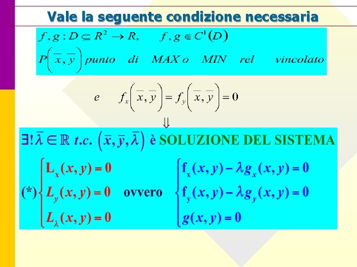 Vale la seguente condizione necessaria 