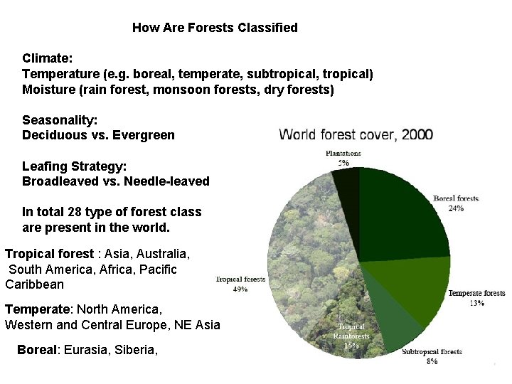 How Are Forests Classified Climate: Temperature (e. g. boreal, temperate, subtropical, tropical) Moisture (rain