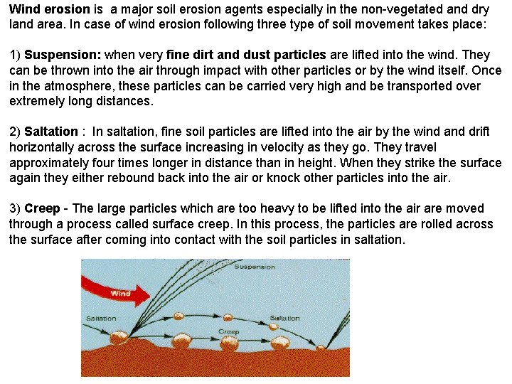 Wind erosion is a major soil erosion agents especially in the non-vegetated and dry