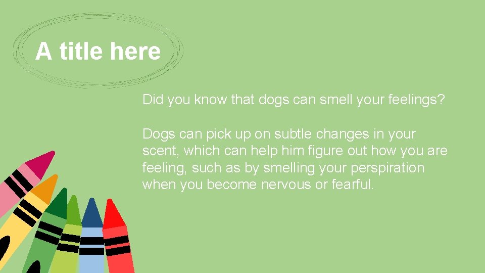 A title here Did you know that dogs can smell your feelings? Dogs can