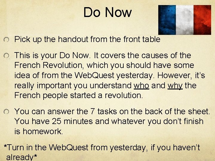 Do Now Pick up the handout from the front table This is your Do