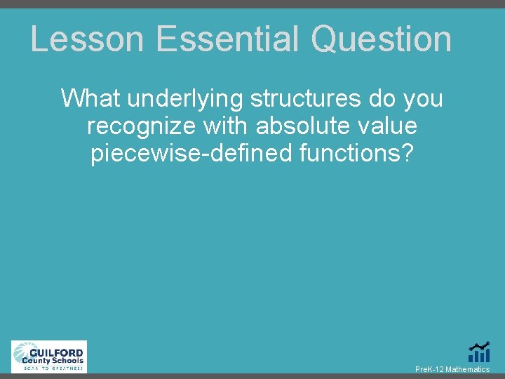 Lesson Essential Question What underlying structures do you recognize with absolute value piecewise-defined functions?