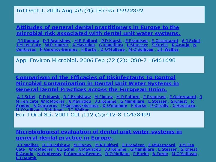 Int Dent J. 2006 Aug ; 56 (4): 187 -95 16972392 Attitudes of general